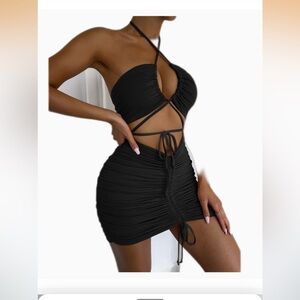 Amazon Black Strappy Backless Dress